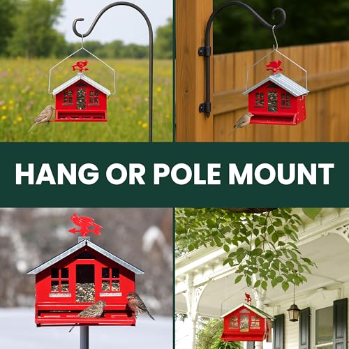 Perky-Pet Squirrel-Be-Gone II Country Style Bird Feeder, 8 lb Seed Capacity | Weight-Activated, Squirrel Proof, Metal Construction, Rust Resistant, Locking Lid, Removable Roof, Adjustable Settings, 338