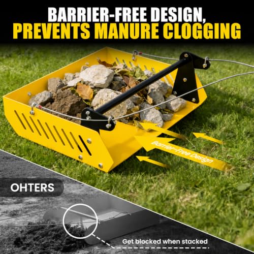 GRIND MODE Mini Horse Paddock Cleaner & Tow-Behind Trailer, Heavy Duty Manure Fork & Scoop, Efficient Yard Sweeper for Horse Manure, Drag Collector for Pasture/Yard Easy Cleanup - color: Yellow