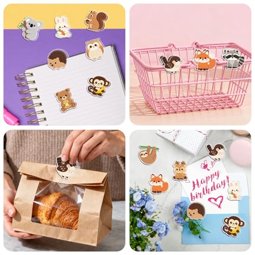 MAYJOYDIY 24Pcs 12 Styles Woodland Animal Acrylic Chip Clips Owl Hedgehog Deer Raccoon Fox Bag Sealer Sealing Closures Cute Koala Rabbit Monkey Squirrel Bag Clips for Food Storage Airtight Seal Grip - style: Animals