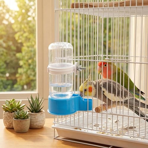 Automatic Bird Water Dispenser, Gravity Water Bowl & Bird Cage Feeder, Easy to Clean & Fits Most Cages – Bebederos para Pajaritos for Parakeet Cockatiel Budgie