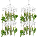 4 Pcs Hanging Drying Rack for Herb Macrame Flower with Stainless Clip Dryer Hook for Drying Herb Air Plants Spices Flower Hydroponic Plant Ready to Use with Ceiling Hook(Rectangle) - style: Rectangle