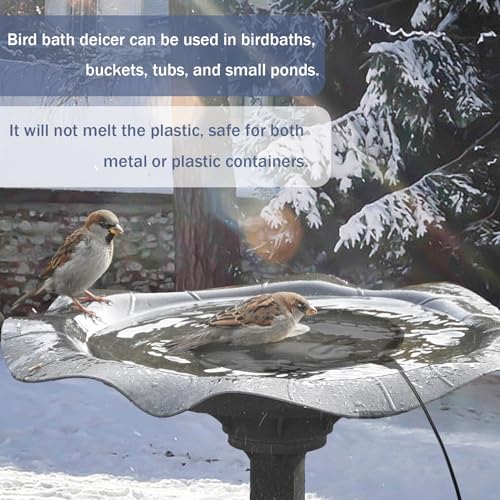 Bird Bath De Icer 60w Deicer 9.45-inch Submergible Utility with Thermostatic Controller in Winter for Chicken Livestock Animals Waterer Farm Trough