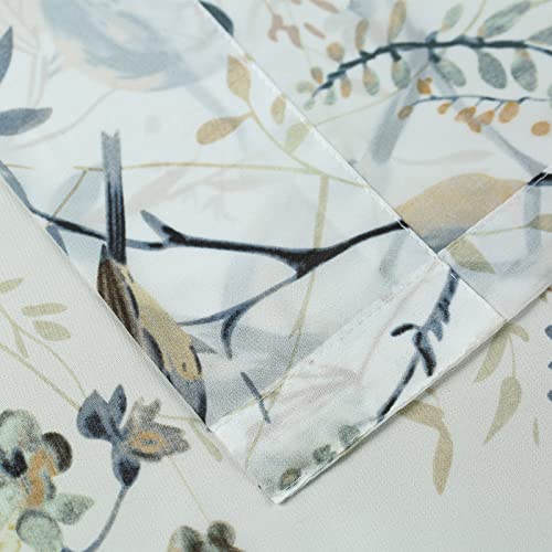 Botanical Birds Print Sheer Curtains, 52 x 63, Grey, 1 Panel, Gray | Soft Smooth Feel, Airy Window Drapes, Nature Inspired Design, for Living Room and Dining Room Windows - color: Grey-sheer, size: 52"W x 63"L (Pack of 1)