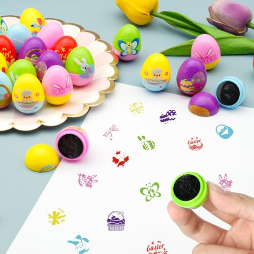 Childom 24 Pcs Easter Egg Fillers Stuffers for Kids, Easter Stamps Basket Stuffers, Easter Stamps Toys Bulk for Easter Eggs Hunt, Easter Party Favors for Goodie Bags,Classroom Prize Supplies, Children - style: Easter