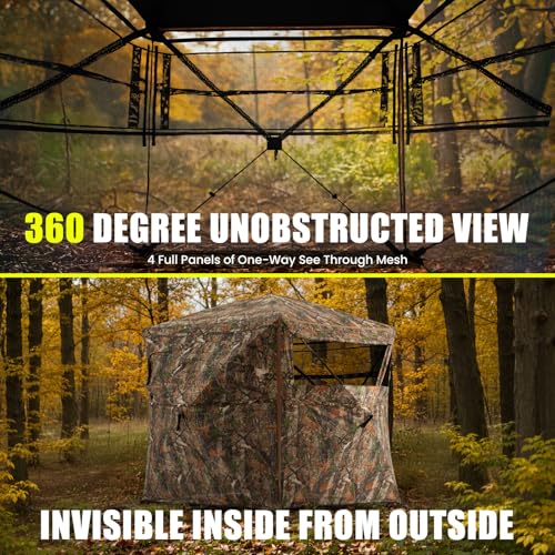 Portable Hunting Blind - 270°/288°/360°See Through with Floor Mat Dual Door - size: 360° See Through(2-3 Person)