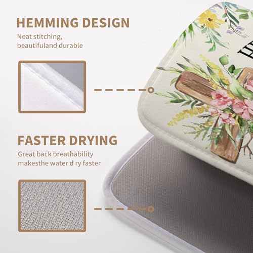 Easter He Is Risen Bunny Dish Drying Mat for Kitchen Counter Spring Easter Cross Floral Eggs Drying Pad 18x24 In Microfiber Absorbent Holiday Dishes Drainer for Kitchen Counter Tableware - color: Easter Cross, size: 18" x 24"