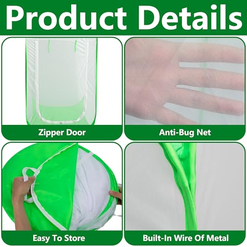 48" x 28" x 28" Pop Up Garden Mesh Plant Cover, Plant Protectors Mesh Plant Enclosure, Garden Net Cage Pest Protection Guard Tent with Storage Bag for Protect Plant Vegetable Fruit from Birds Insects - color: 48 X 28 X 28 Inch