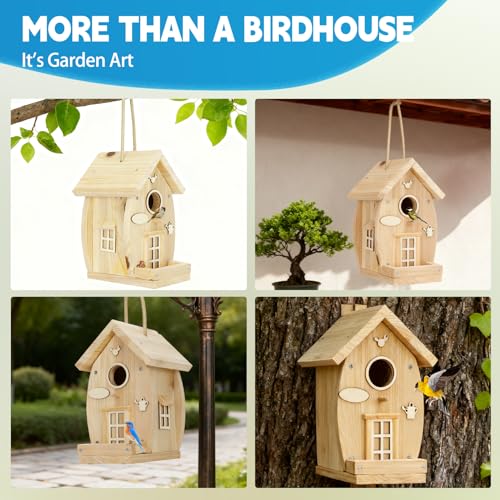 DIY Birdhouse Kit for Adults - Wooden Craft House to Build and Paint, Complete Set with Brushes, Non-Toxic Paint, Sandpaper & Glue, Creative Garden Yard Patio Decor Gift Idea