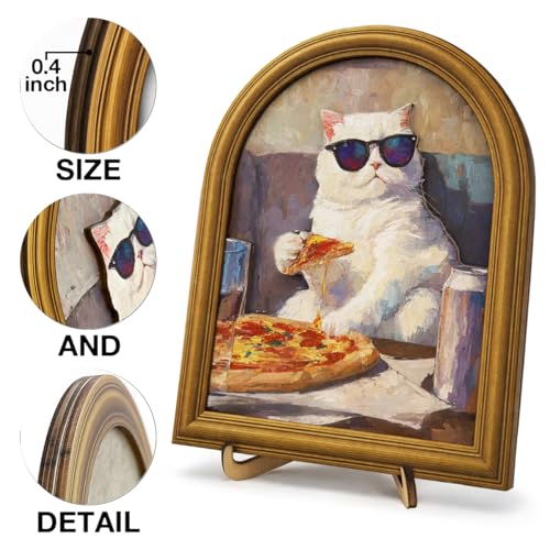 3D Funny Pizza Cat Wall Art Sign for Kitchen Decor, Cool Sunglasses Cat Portrait Decor, 8x10 Inch - color: Cat-4