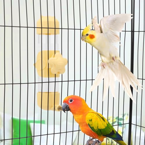 Wontee Bird Water Dispenser Parrot Waterer Automatic Bird Water Feeder for Medium Birds Cockatiel Conure Caique (Yellow (6.8oz)) - color: Yellow (6.8oz)