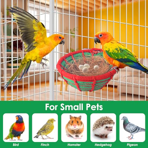 KATUMO Bird Nest, 5.3in Cockatiel Breeding Nest Parakeet Bed with Natural Coconut Fiber Bedding for Budgie, Parakeet, Cockatiel, Conure, Lovebird, Canary, Finch, Small Birds - color: Green+Red