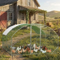 GarveeLife Large Metal Chicken Coop, Dome Shape Chicken Coop with Upgrade Tri-Supporting, Large Chicken Run with Waterproof and Anti-UV Cover (13.1 ft L x 9.8 ft W x 6.6 ft H) - size: 154.0"L x 78.7"W x 78.4"H