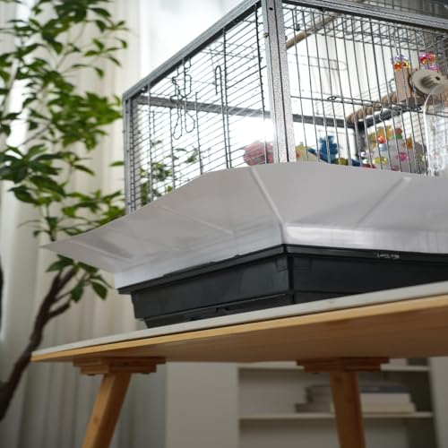 TrailBlaze 17.32" x 16.93" x 6.30" Spacious Black Metal Bird Cages with Pull-Out Tray, Carry Handles, Transparent Cups, Wooden Perches – Ideal for Parakeets, Cockatiels, Canaries, Lovebirds, Conures