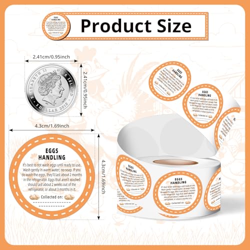 500Pcs Farm Fresh Egg Carton Stickers Labels, 1.7 Inch Self Adhesive Writable Handling Stickers for Farm Small Businesses and Chicken Farms Farmers Markets - color: Egg Handling