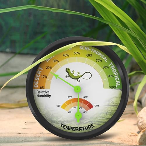 3“ x 3" x 0.9" Reptile Thermometer and Humidity Gauge | Terrarium Thermometer and Hygrometer | Mechanical No Battery | Gecko Lizard Turtle Tank Humidity Meter