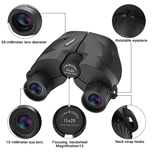 20x25 Compact Binoculars for Adults,High Powered Large Eyepiece Waterproof Binoculars,Easy Focus for Bird Watching,Hiking,Travel and Sport Games