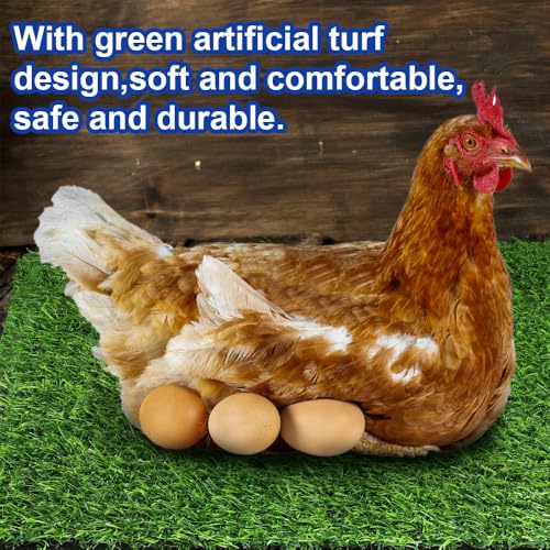 Kalekey 6 Pack Nesting Pads for Chicken Coop, 12"x12" Chicken Nesting Box Pads for Laying Eggs, Washable Artificial Grass Pad for Chicken Hen Small Pets on Garden Lawn Indoor Outdoor - size: 6 Pack