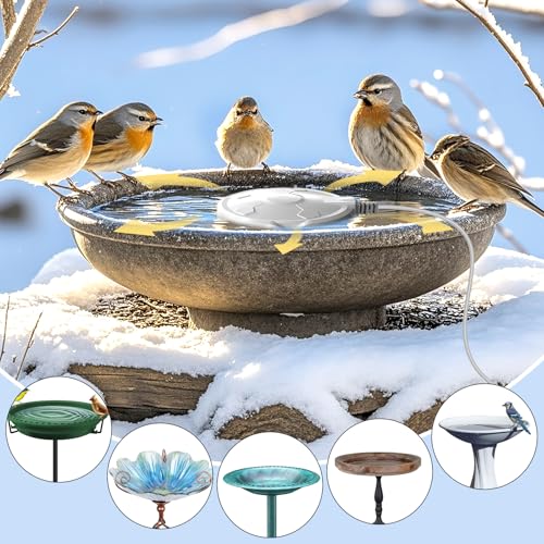 Bird Bath Heater for Outdoors in Winter, 120W Birdbath Heaters for Outdoor Bird Bath Deicer Pond De-icer with Thermostatically Control, Heated Bird Bath Water Heater for Bird Chicken Livestock (White)