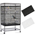 Daoeny 2PCS Bird Cage Seed Catcher, Large Bird Cage Cover, Adjustable Soft Airy Nylon Mesh, Birdcage Cover Skirt Seed Guard for Parrot Parakeet Macaw Round Square Cages (Black & White Sequins Star) - color: Black & White Sequins Star