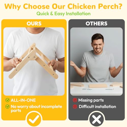 Chick Perch Foldable, Perch for Chicks Stable & No Assemble | Chick Roosting Perch for Stand Training, 11.02" × 9.84" × 6.10" Baby Chick Toys for Chicken Brooder | Coop (M) - size: 11.02" × 9.84" × 6.10"