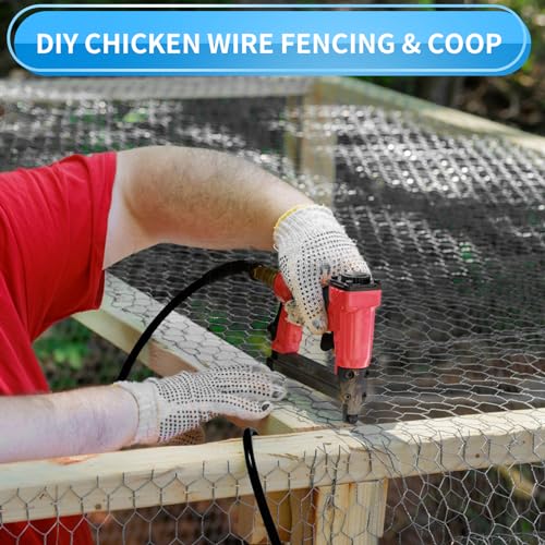 12'' x 150' Black Chicken Wire Mesh Fence, 19 Gauge Galvanized Poultry Netting and 1 inch Garden Mesh Fence Roll, Chicken Wire for Floral Arrangements/Crafts/Farm/Livestock/Pet Protection - size: 19 gauge 12'' x 150'