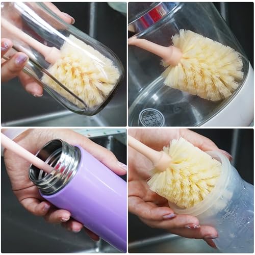 Long Bottle Brush, 12.59 in Bendable Cleaner Brushes for Cleaning Neck Beer Bottles, Wine, Baby Bottles, Water Bottles, Tumblers, Flask, Bird Feeder, Vase, Pipes and Brewing Supplies White/1Pack - color: Yellow Powder