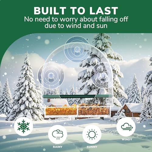 SUNALLY Window Bird Feeder Outdoors, Clear Feeders for Hummingbird Watching | Transparent Feeders with Strong Suction Cups, Outside Hummingbird, Bird Watching for Garden, Yard, Elderly Kids, Cats Viewing - style: Style 4