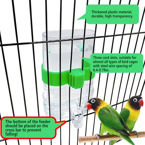 Automatic Bird Water Dispenser Parrot Water Feeder Bird Seed Food Container Parakeet Waterer Cockatiel Cage Accessories Automatic Feeding for Finch Lovebird Canary Small Birds(2Pcs) (Pack of 2) - color: Clear, size: 2Pcs (Pack of 2)