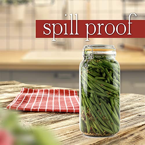Glass Jar with Airtight Lid 67 oz | Food Storage Jar, Wide Mouth, Leak Proof Kitchen Canister - size: 67 oz