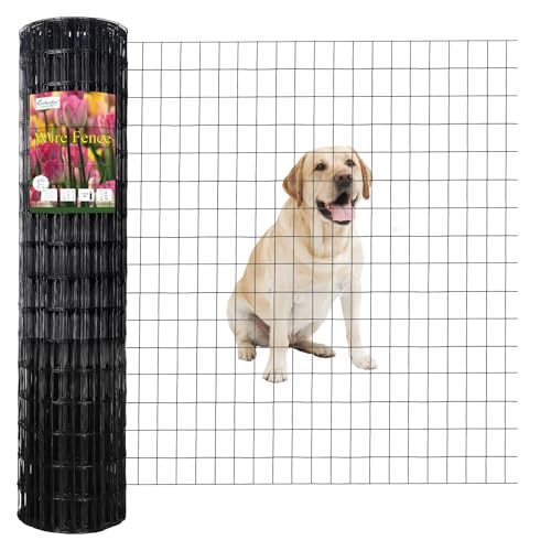 Black PVC Coated Welded Wire Fence 48" x 100' Roll, 2"x3" Mesh, 16 Gauge | Vinyl Coated Garden Fencing, Yard & Pet Barrier, Chicken Wire Fencing, Dog Enclosure Mesh, Vegetable Plant Protector - color: Black, size: 2''x3'' 16GA 48''x100'