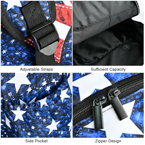 American Flag Star Backpack School Backpack Teens Bookbag for Girls Boys Hiking Camping Travel Sports - color: Star