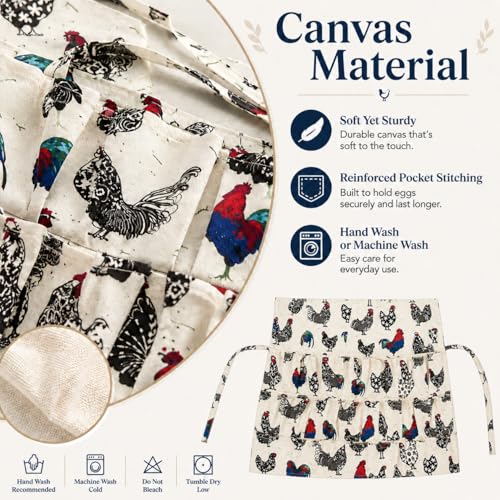 Egg Apron - Collect Eggs from Chicken, Duck, Goose with 7 Pouches - Perfect for Housewife, Farmhouse, Kitchen, Restaurant, Parent-Child Activities