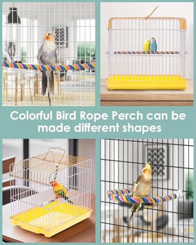 Bissap Conure Toys, 5 PCS Bird Foraging Shredder Hanging Swing Rope Perch Toys Sola Balls with Sand Hammer for Small Parrots Parakeets Conures Cockatiels Love Birds Cage Toy - size: 5 PCS