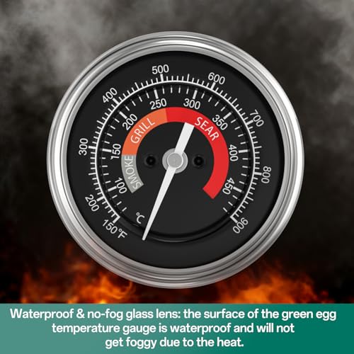 Replacement Thermometer, 150-900°F Grill Temperature Gauge, 3.3" Dial Size & Waterproof Temperature Gauge, for Big Green Egg Grills