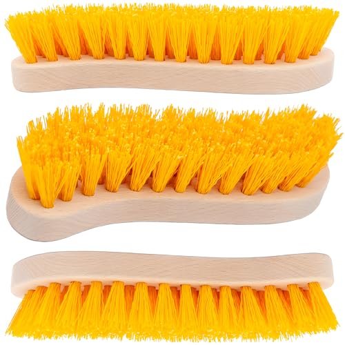 Pack of 3 - Hard Bristle Scrub Brush - Stiff Brush for Cleaning, Heavy Duty Utility Hand Brush Set for Indoor and Outdoor, Nylon Scrubbing Brush - size: 7.87" Pack of 3