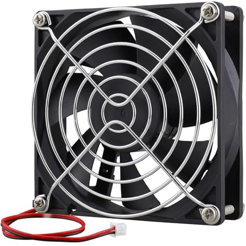 GDSTIME 92mm x 25mm 12V 2-Pin Dual Ball Bearings Brushless DC Cooling Fan | for Wine Cooler, RV Fridge, Power Supply, Dehumidifier, Inverter, Humidor, 92x92x25mm, 9225, 12 Volt Computer PC Case Fans - size: 92x25mm