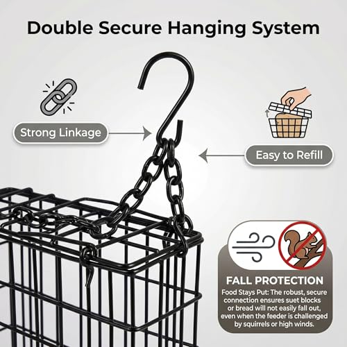 2Pcs Outdoor Suet Cage Bird Feeder, Suets Hanging Bird Feeder fo Attracting Birds, Single Suet Cake Capacity, Fruit Holder Style for Garden Yard Outside Hanging