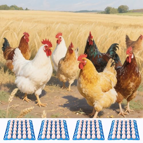 12 Pack Plastic Egg Tray 30 Cell Egg Crates Egg Flats Stackable Egg Carton for Home, Chicken Farmers, Storing, Sorting, and Shipping Eggs, Holds Multiple Eggs (Blue)
