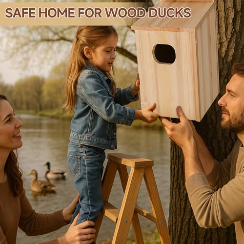 Duck House - Wood Duck Houses for Outside, Duck Nesting Box Outdoor Shelter for Pond, Wetland Ducks and Hooded Mergansers 17x10x10 Inches - color: Rectangular Duck House, size: 17"H x 10"W x 10"D
