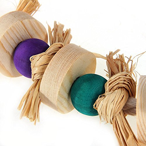 Hypeety Parrot Pet Bird Chew Bird Toys Parakeet Toys Wooden Straw with Bell Cage Swing Toys Bird Cage Hanging Accessory - color: Wooden Straw