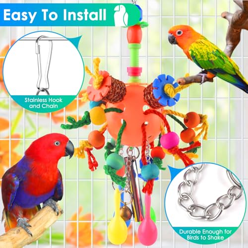 KATUMO Bird Toys, Parrot Toys Parakeet Foraging Shredder Hanging Toys Bird Ball Treats for Conure Mini Macaw Cockatiel Lovebird Small-Medium Birds - style: Orange