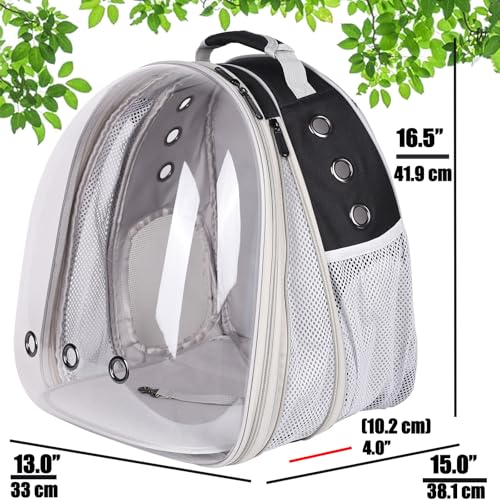 Front Expandable Large Cat Backpack Carrier, Fit up to 20 lbs, Space Capsule Bubble Window Pet Carrier Backpack for Large Fat Cat and Small Puppy - color: Black, size: Gen 1 - Clear Bubble