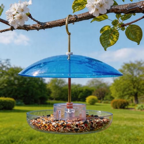 8" Mini Plastic Rain Cover for Bird Feeder, Blue Weather Guard Baffle Dome | Stainless Hooks, Small Protective Shield for Hanging Outdoors, Bird House Protector against Rain/Snow/Sun/Poop, Dia. 20cm - color: Blue, size: 1PC/Pack