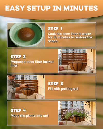 18 Inch Coconut Fiber for Plants, Round Pre-Formed Coco Planter Liner, Pack of 2 | Thick Natural Coconut Fiber Basket Liners for Hanging Planters, Window Boxes & Pet Nesting