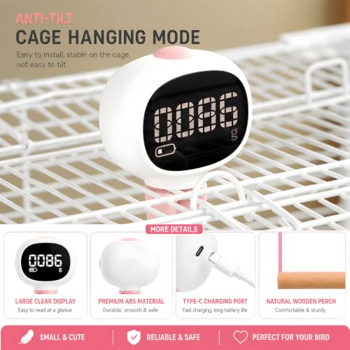 Hanging Bird Weight Scale,Parrot Scale with Swing,Digital Bird Cage Perch Scale for Easy Weight Monitoring,Suitable for Conures, Budgerigars,Finches,Lovebirds and Small Moderate-Sized Birds (Pink)