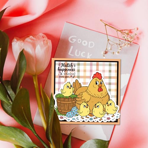 GLOBLELAND Cartoon Chicken Clear Stamps and Metal Die Cuts Spring Easter Hen Transparent Stamp Cute Animals Cutting Dies for Card Making Embossing Scrapbooking - style: Cartoon Chicken