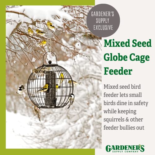 Gardener's Supply Company Globe Cage Bird Feeder | Outdoor Sturdy and Squirrel Proof Hanging Cage | Best for Finches Hummingbirds Nuthatches and Other Small Birds - Holds 3 Cups of Seeds