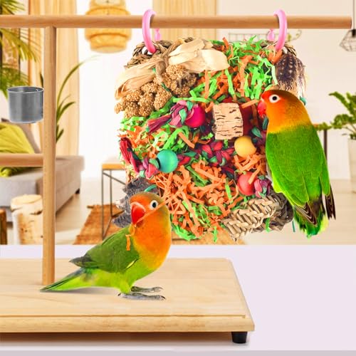 KATUMO Bird Toys, Grass Mat Shredding Hanging Toy for Budgie Parakeet | Natural Grass Mat Bird Toy Satisfies Foraging & Chewing; Hanging Design Fits Cage; Perfect for Small and Medium Pet Birds - style: Walnut decor