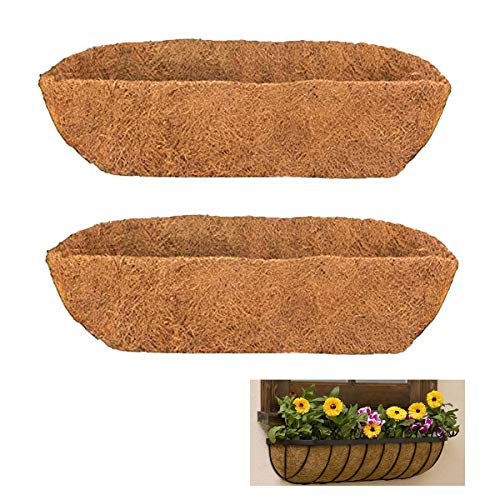 2pcs Trough Coco Liner 30 inch Wall Planter Replaceable Coco Liner for Window Box, Fence Flower Baskets- - size: 30 in -2pcs