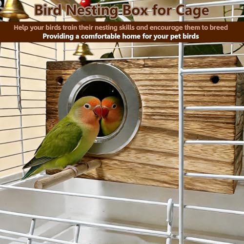 kathson Parakeet Nesting Box,Wooden Budgie Breeding Mating Boxes,Parrots Nest House Hut for Cage,Bird Nesting Box for Lovebirds,Canary,Finch and Small Medium Birds, S - size: S: 7.87*4.72*4.72inch
